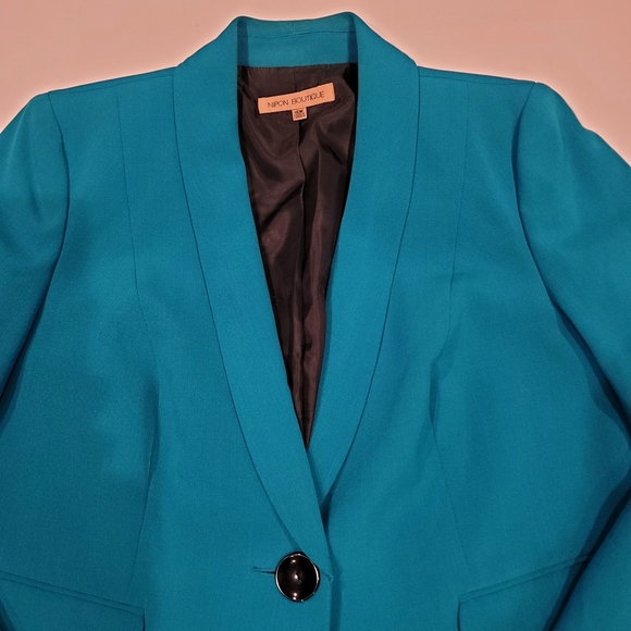 Nipon Boutique Single Button Shawl Collat Blazer Teal Blue 16W - Picture 7 of 13